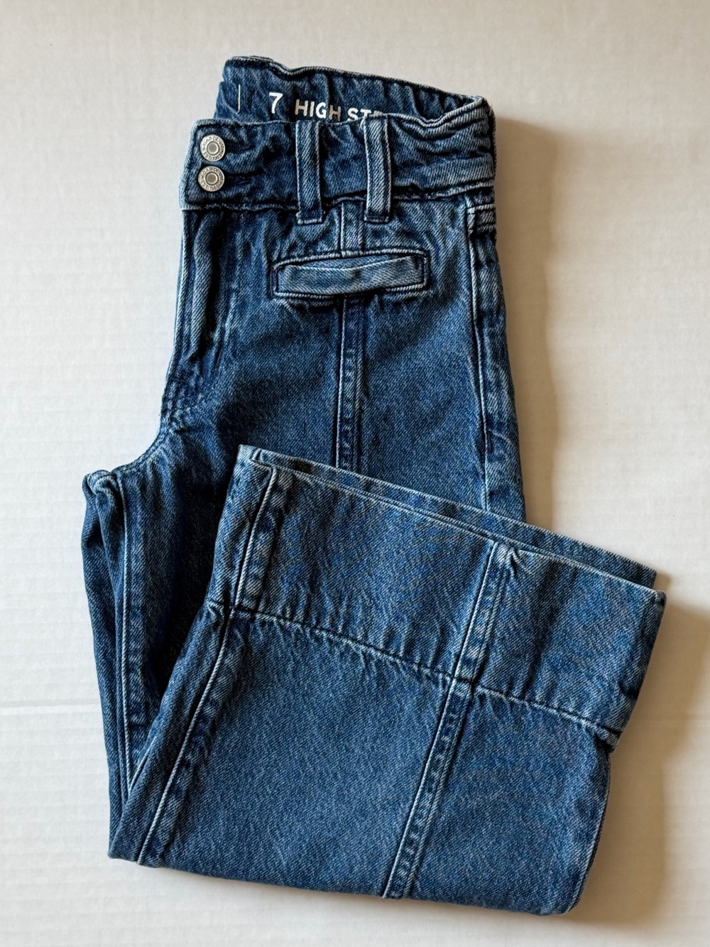 Gap Kids High Stride Ankle Wide Leg Jeans Cuffed Denim Size 7